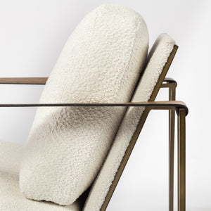 Watson Cream Fabric Wrap Gold Metal Frame Accent Chair
