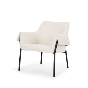 Brently Accent Chair w/ Cream Boucle Fabric & Matte Black Metal Legs