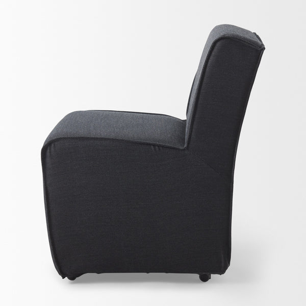Damon Fully Upholstered Grey Fabric Dining Chair on Casters