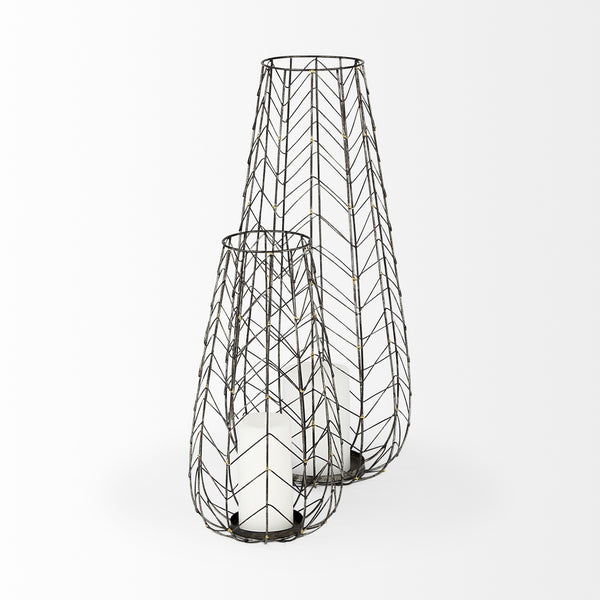 Petiole II Large Gold Toned Metal Table Candle Holder