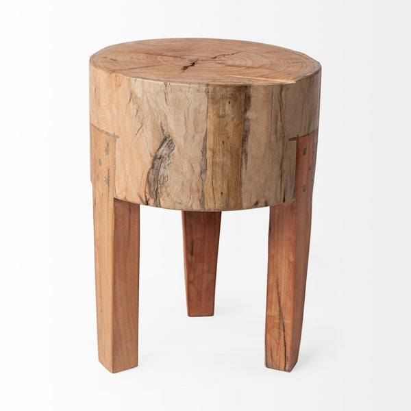 Asco 18"H Rustic Solid Reclaimed Wood Stool