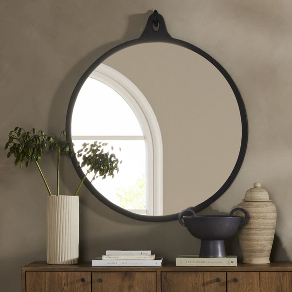 Hyde Round Mirror In Black Aluminum