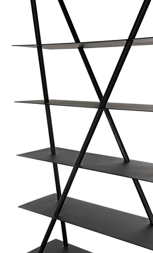Siddhartha Industrial Steel Bookcase in Matte Black
