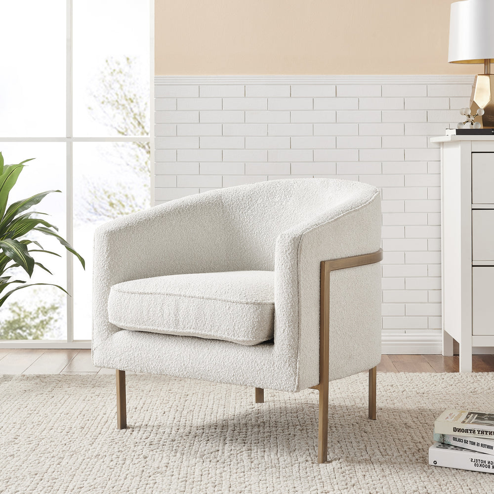 Harrod Fabric Accent Arm Chair In Boucle Beige