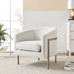 Harrod Fabric Accent Arm Chair In Boucle Beige