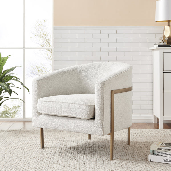 Harrod Fabric Accent Arm Chair In Boucle Beige