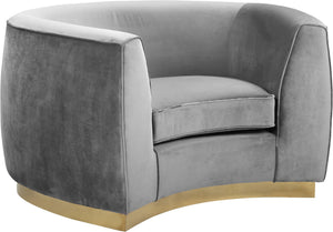 Crystal Chair In Grey Velvet and Gold
