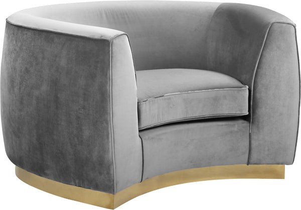 Crystal Chair In Grey Velvet and Gold