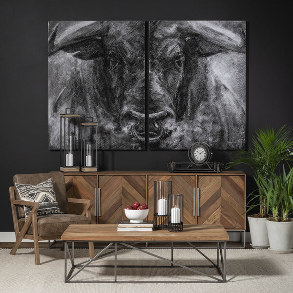 Velo II Large Black Metal Cylindrical Table Candle Holder