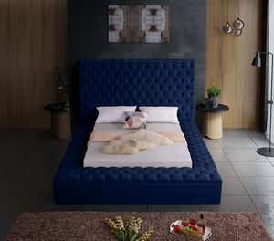Randal Queen Bed In Navy Velvet