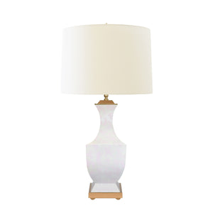HANDPAINTED TOLE TABLE LAMP IN LIGHT PINK STROKES PATTERN
