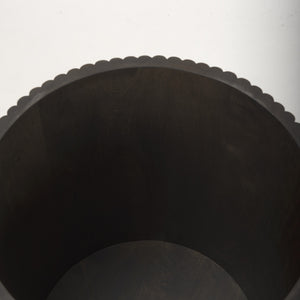 Terra 18L x 18W x 22H Dark Brown Wood Fluted Round Side Table