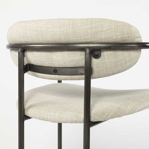 Parker II Beige Fabric Seat Gun Metal Grey Metal Counter Stool