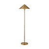 FLOOR LAMP WITH ACRYLIC POLE AND TRIANGULAR METAL SHADE IN BRUSHED BRASS