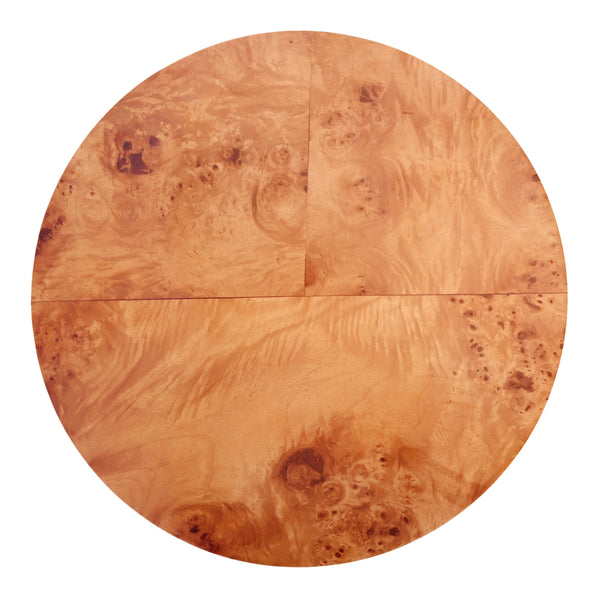 Arsenio Burl Wood Round Side/End Table, Golden Brown Burl