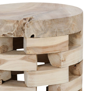 Dacosta Solid Wood Round Accent Table - White Wash