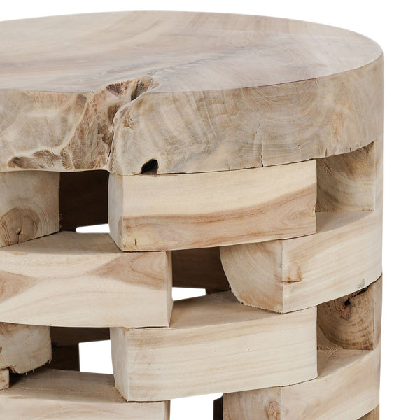 Dacosta Solid Wood Round Accent Table - White Wash