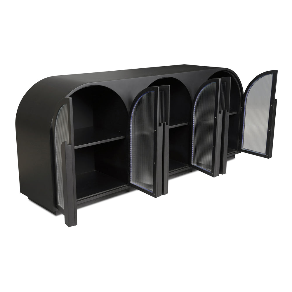 Salone Sideboard Black with Reeded Glass Doors