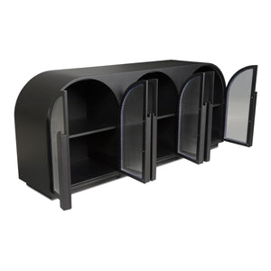 Salone Sideboard Black with Reeded Glass Doors
