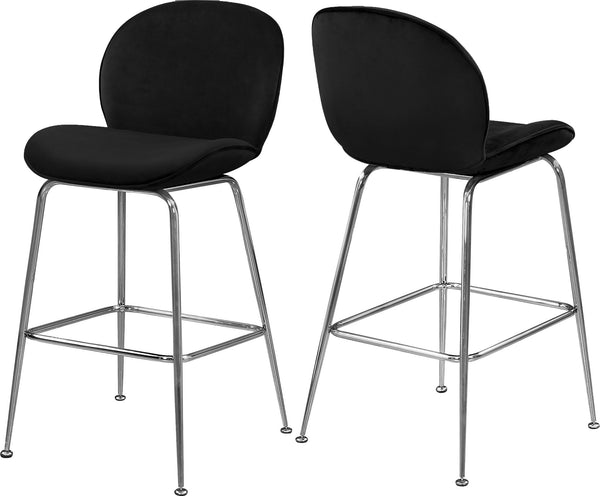 Luke Stool In Black Velvet and Chrome
