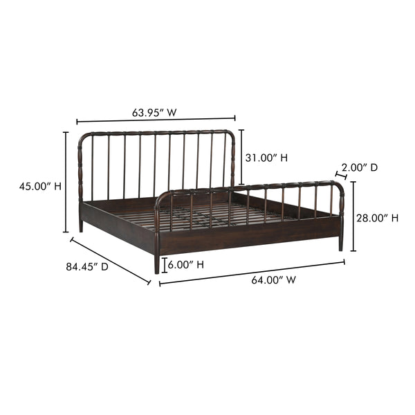 Vivian Queen Bed Dark Brown with Turned Detailing