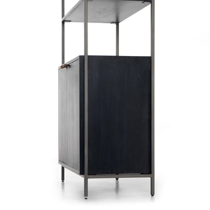 Trey Modular Wide Bookcase In Black Wash