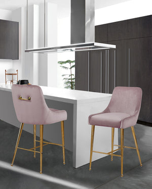 Irvin Stool In Pink Velvet