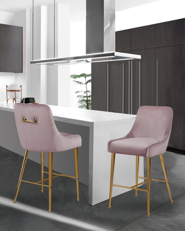 Irvin Stool In Pink Velvet