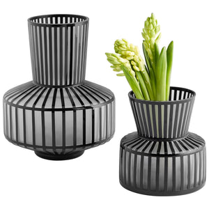 Lined Up Vase in Black