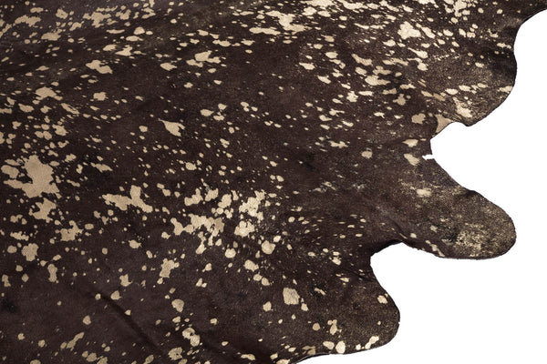 Cowhide - Metallic gold splash on brown