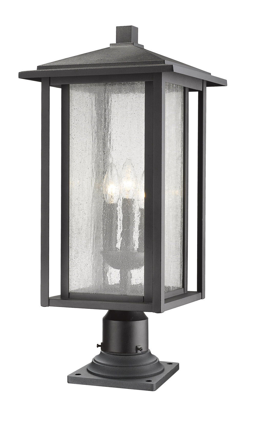 Aspen 3 Light Outdoor Pier Mounted Fixture in Black Finish
