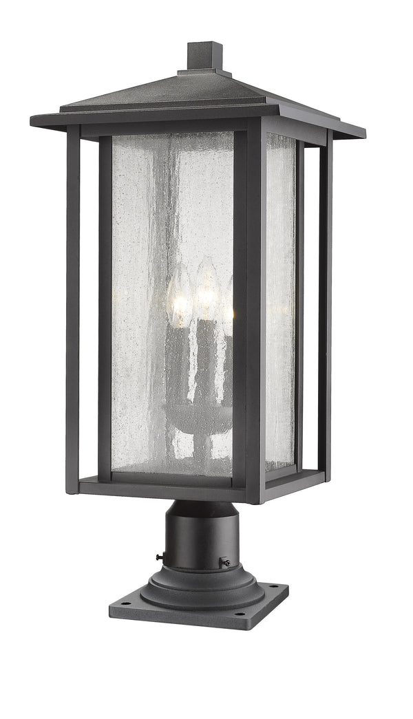 Aspen 3 Light Outdoor Pier Mounted Fixture in Black Finish