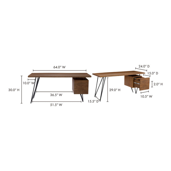 Moe's Nailed Desk with Live Edge Acacia Wood