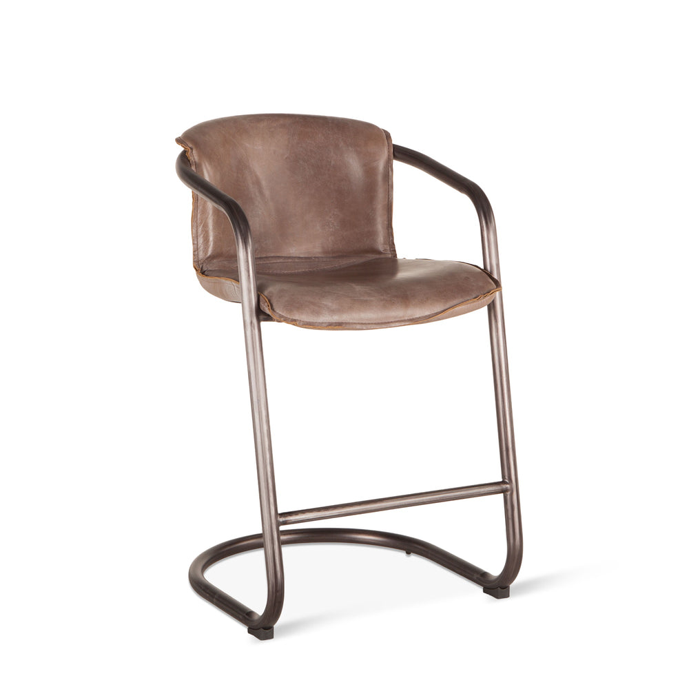 Portofino Distressed Jet Brown Leather Counter Chair