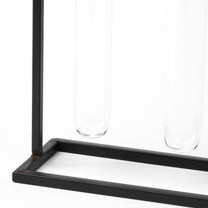 Bunsen Black Metal Five Glass Test Tube Vase