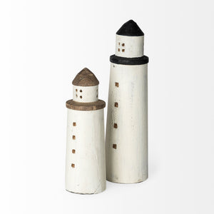 Abner (Large) 4L x 4W White Wooden Coastal Lighthouse