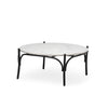 Etienne 36" Round White Marble Top Black Metal Base Coffee Table