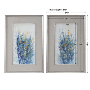 Indigo Florals Framed Art S/2