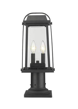 Millworks 2 Light Outdoor Pier Mounted Fixture in Black Finish