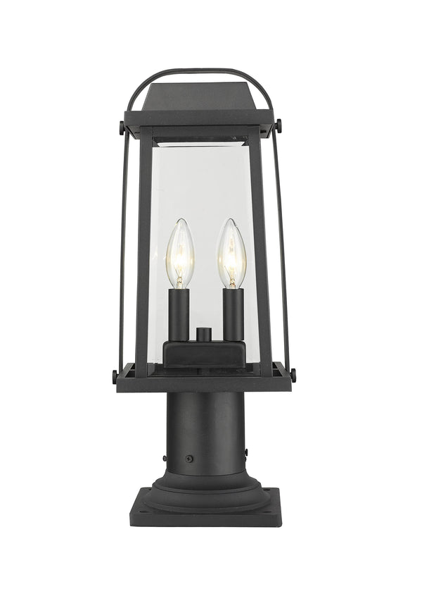 Millworks 2 Light Outdoor Pier Mounted Fixture in Black Finish