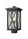 Brookside 1 Light Outdoor Post Mount Fixture in Black Finish