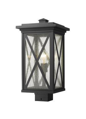 Brookside 1 Light Outdoor Post Mount Fixture in Black Finish