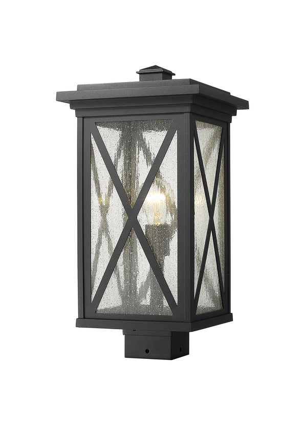 Brookside 1 Light Outdoor Post Mount Fixture in Black Finish