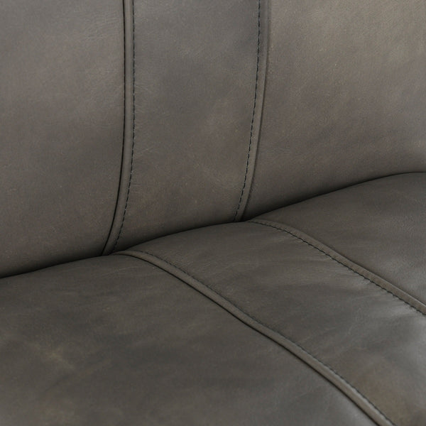 Mayer Leather Counter Stool with Hammered Iron Legs