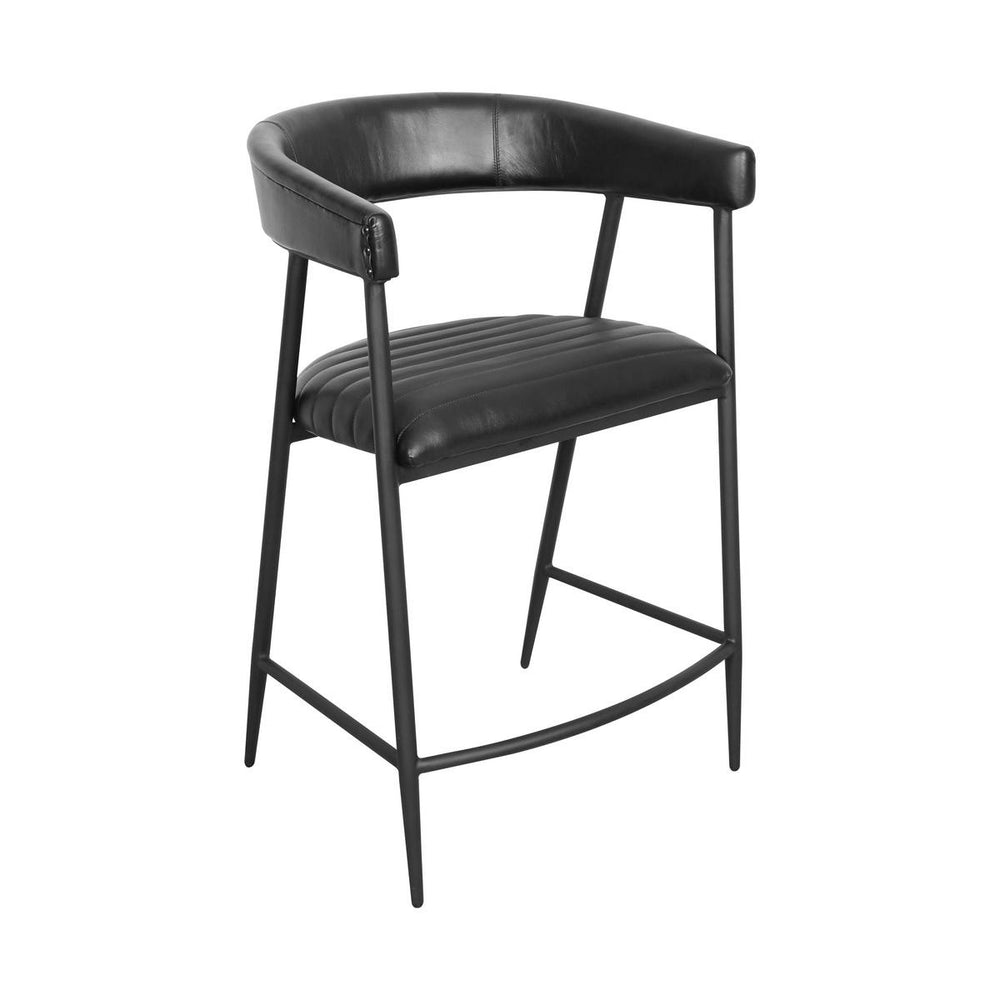 Preston Leather Counter Stool - Midnight Raven
