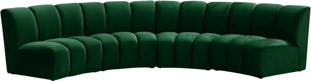Lynda 4pc. Modular Sectional In Green Velvet
