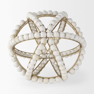 Espanlade II Large 11L x 11W White Wooden Beaded Orb