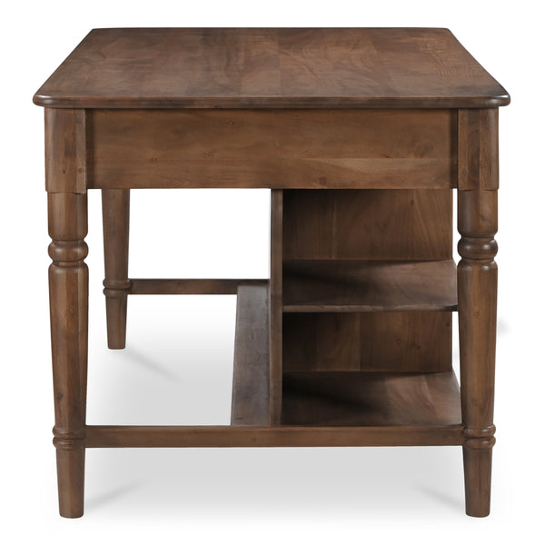 Russet Kitchen Island with Shelves and Drawers