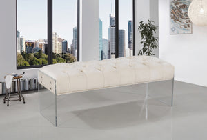 Mathew Bench In Cream Velvet