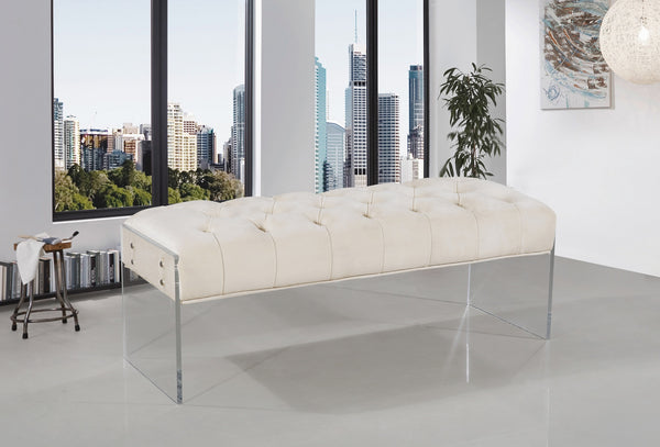 Mathew Bench In Cream Velvet